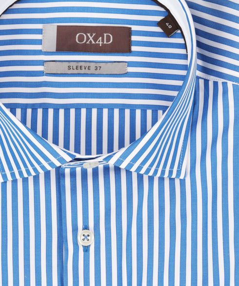 Royal blauw gestreept overhemd (Extra lange mouwen)